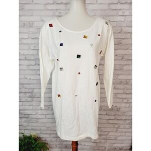 Deborah Wiley California vintage glam 1980s jeweled tunic top T-shirt dress sz M